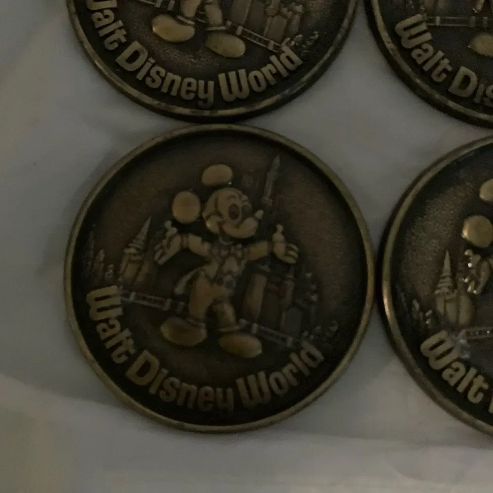Walt Disney World 3 1/4” Metal Drink Coasters Set Of 4 Made In Canada